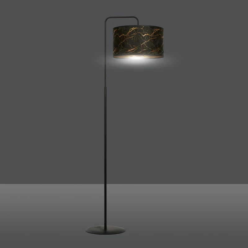 Lampadaire sur pied avec Abat Jour Marbre Noir Or