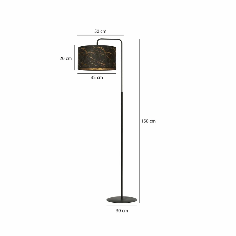 Lampadaire sur pied avec Abat Jour Marbre Noir Or