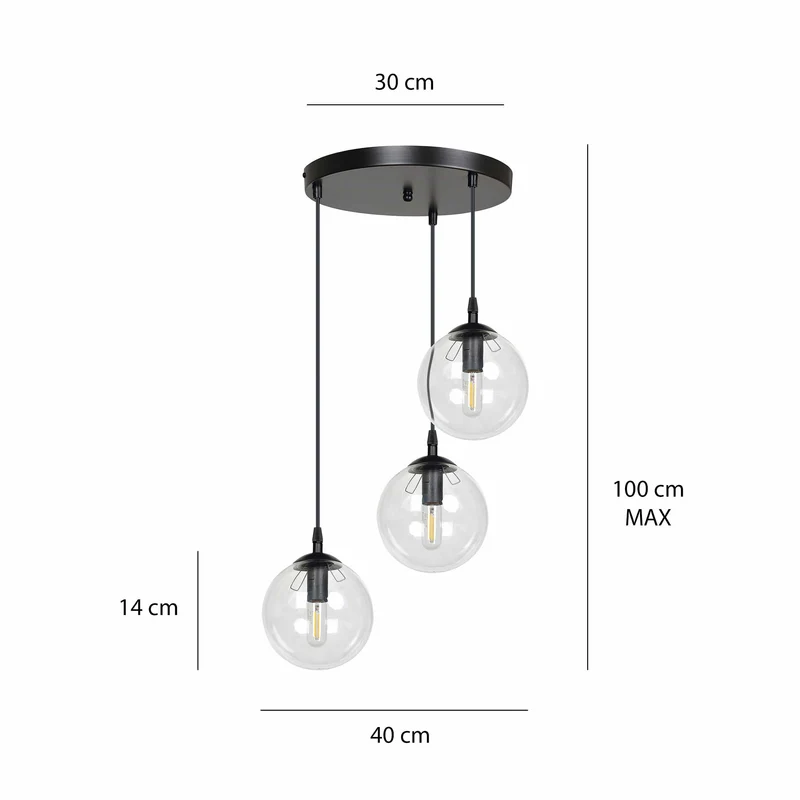 Suspension 3 Globes Verre