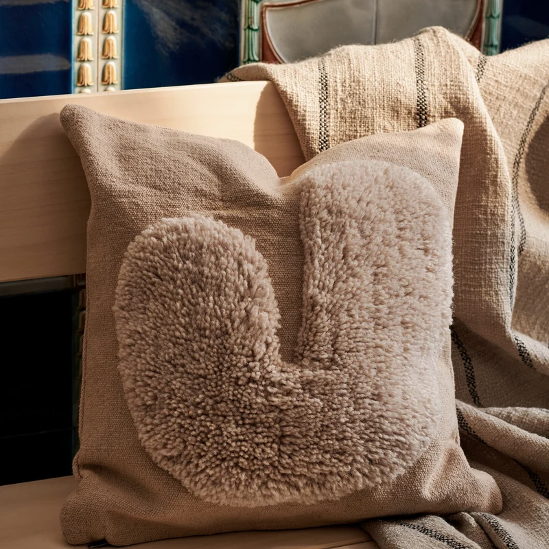 Ferm Living Lay Cushion - Rectangular - Sand/Br Blue