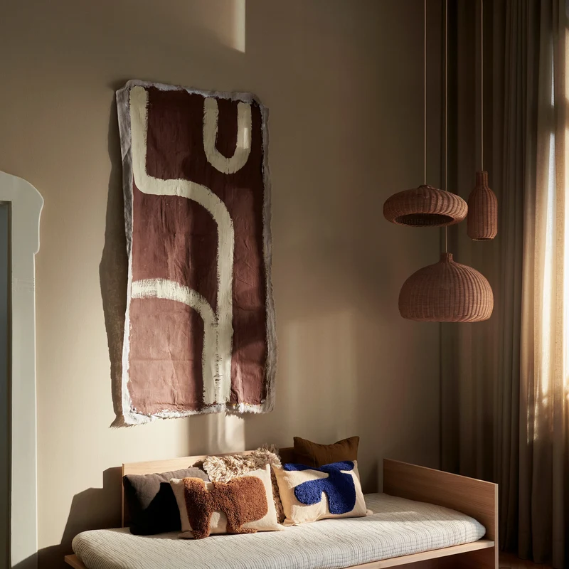 Ferm Living Lay Cushion - Rectangular - Sand/Br Blue