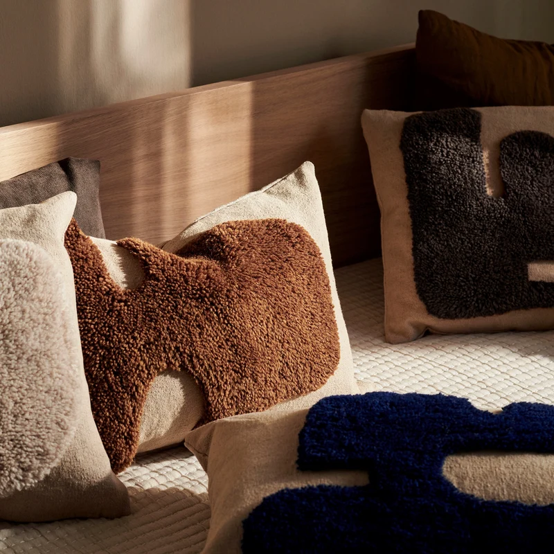 Ferm Living Lay Cushion - Rectangular - Sand/Br Blue