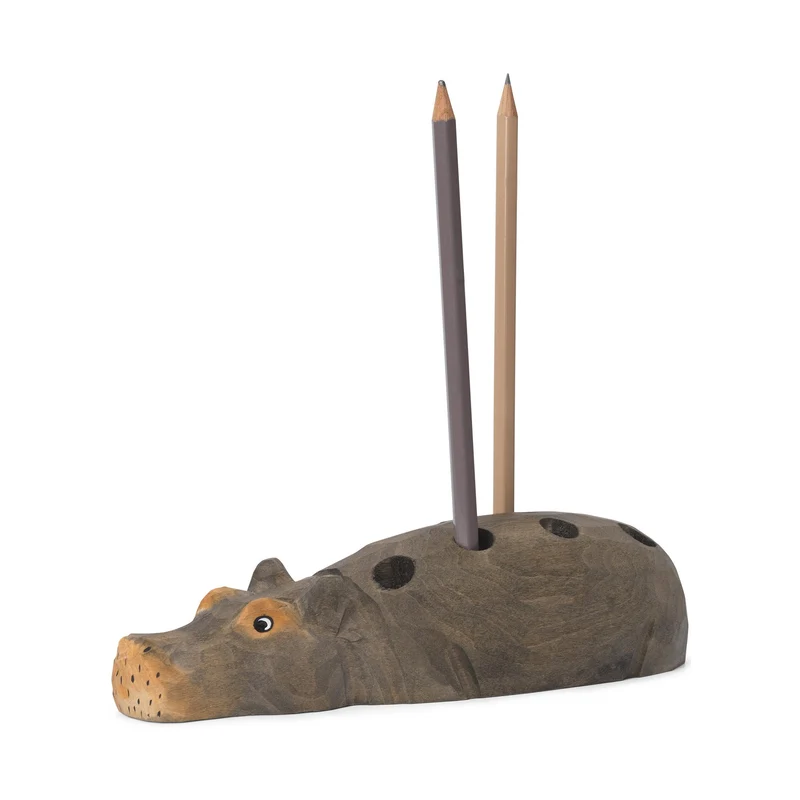 Ferm Living Hippo Pencil Holder - Hand-carved