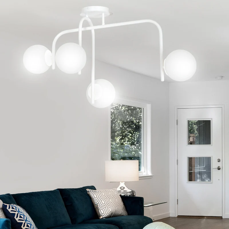 Globe Plafonnier Verre Blanc