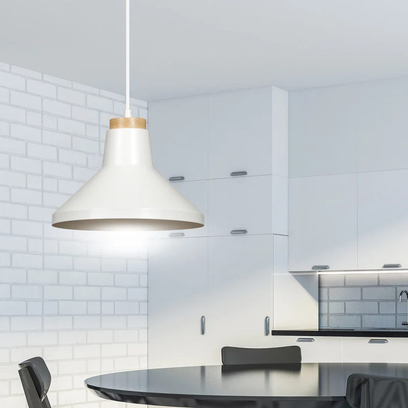 Suspension Blanche et Bois Scandinave