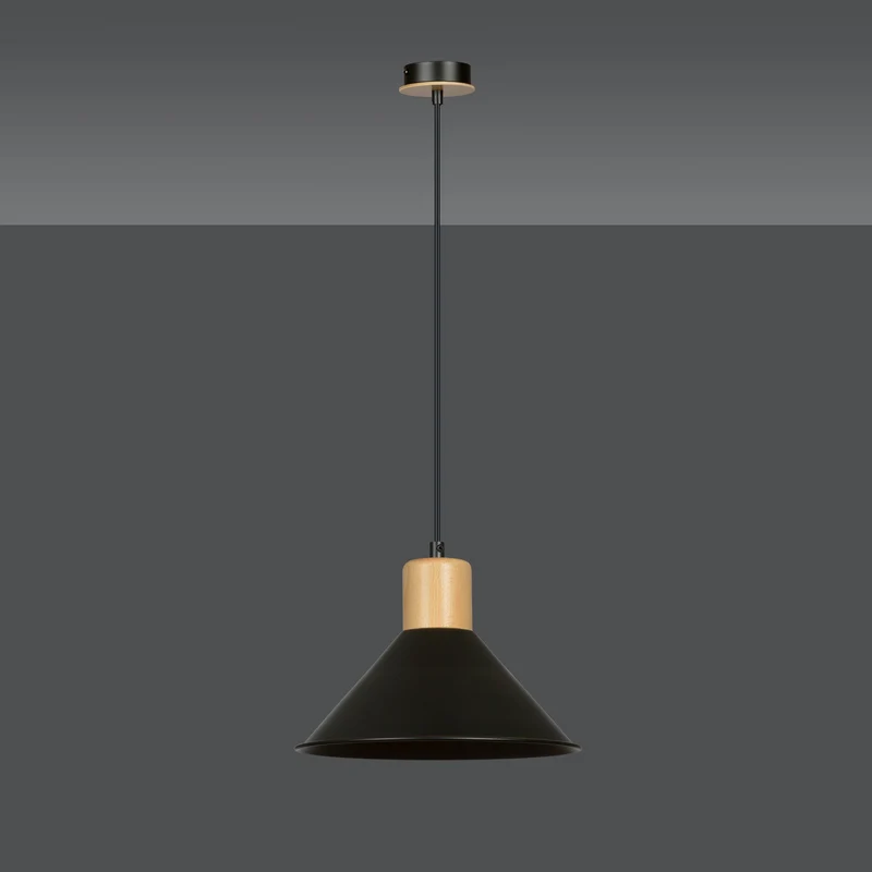 Luminaire Suspendu Bois Et Metal Noir