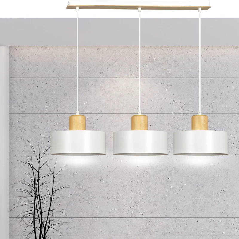 Suspension Luminaire Bois Et Blanc