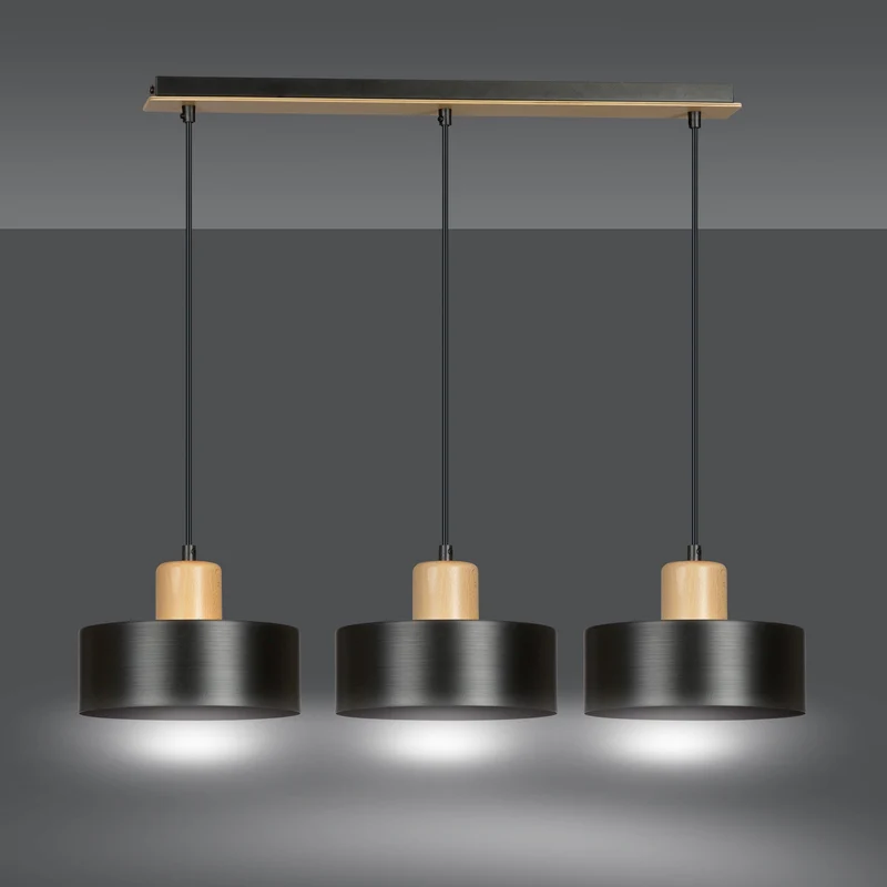 Luminaire Suspendu Bois Et Noir