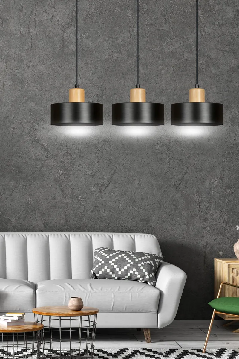 Luminaire Suspendu Bois Et Noir