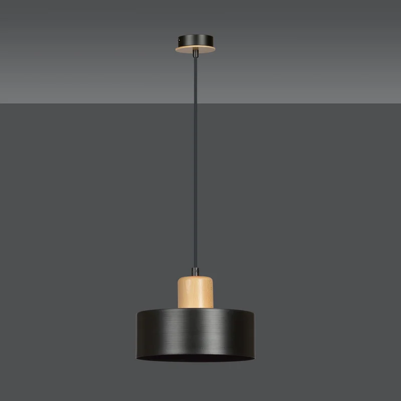 Luminaire Suspendu Noir Et Bois