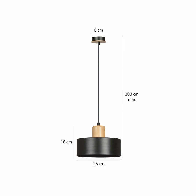 Luminaire Suspendu Noir Et Bois
