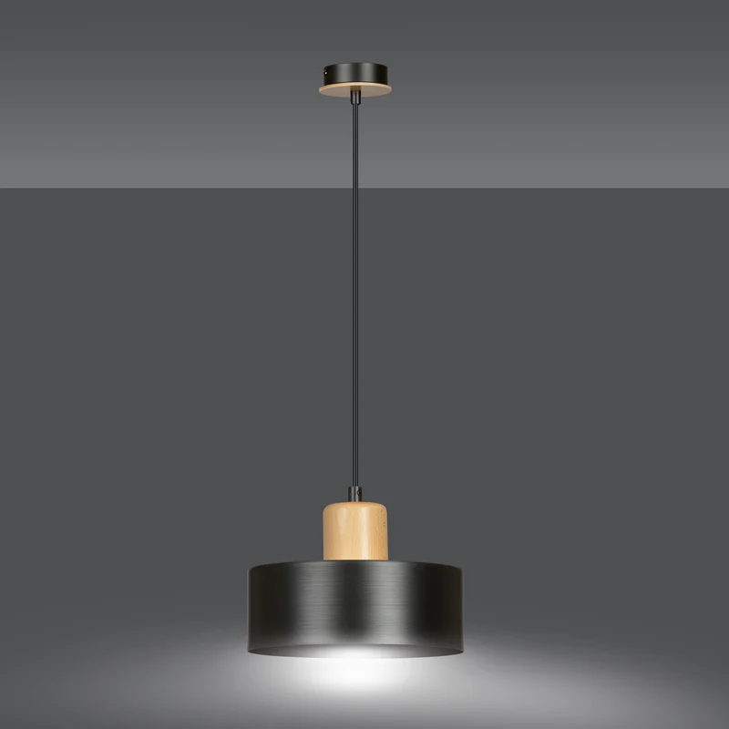 Luminaire Suspendu Noir Et Bois