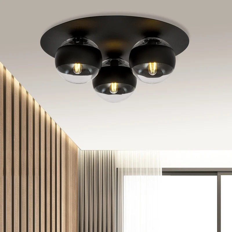 Plafonnier En Verre Noir