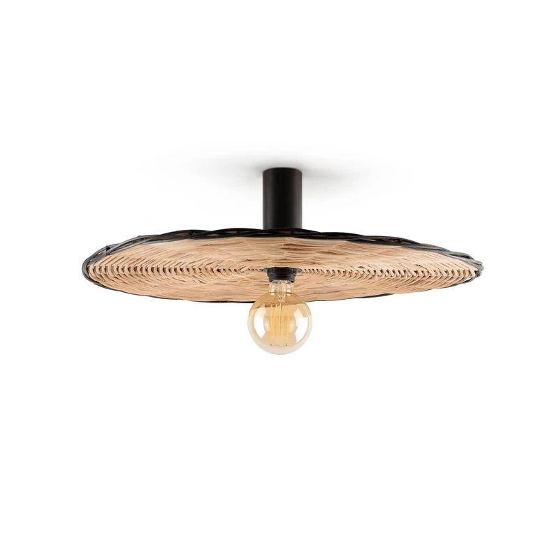 Faro Costas H140 Black/Rattan Wall/Ceiling Lamp