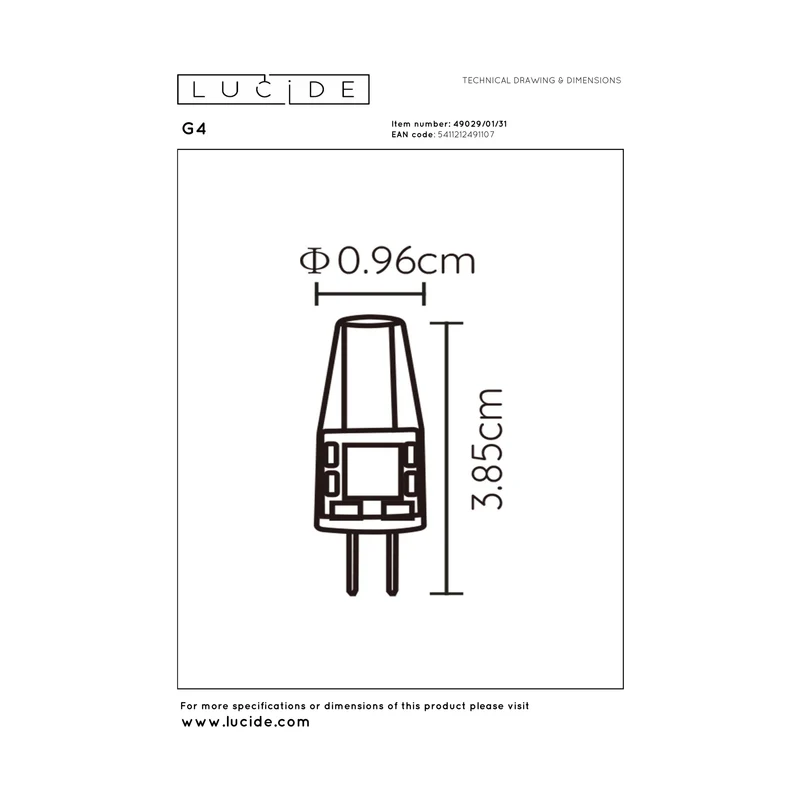 Lucide G4 LED Bulb - 150lm 2700K - Not Dimmable