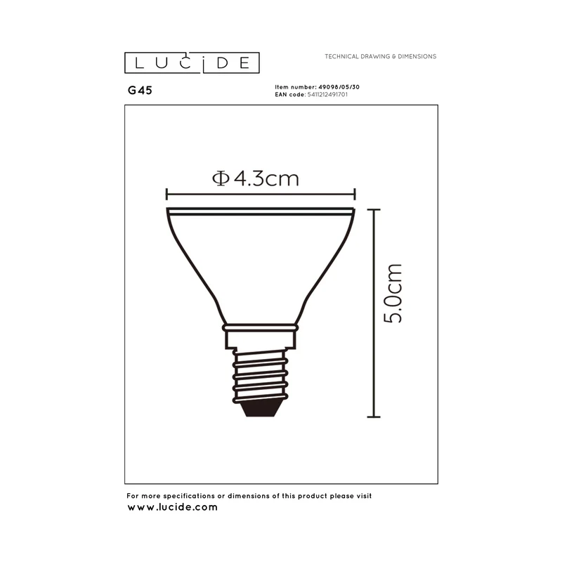 Lucide LED Bulb E14 G45 - 450lm 2700K - Dimmable
