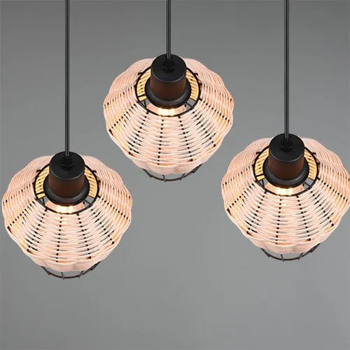Luminaire 3 Suspension Rotin