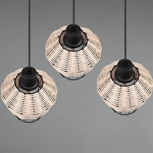 Luminaire 3 Suspension Rotin