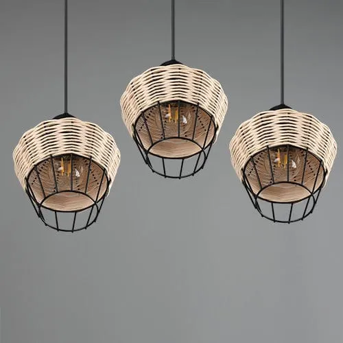 Luminaire 3 Suspension Rotin