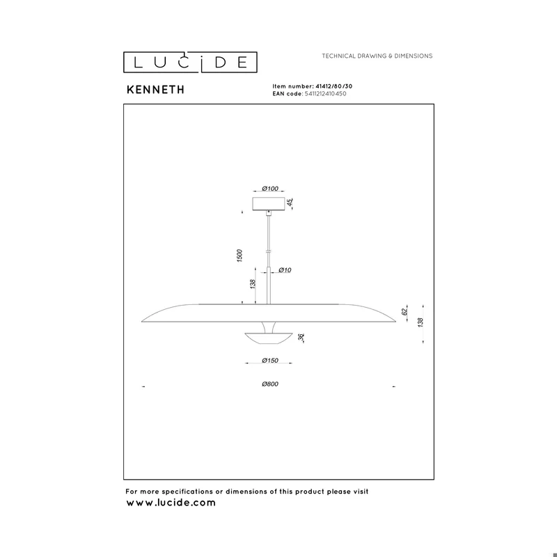 Lucide Kenneth Pendant Lamp