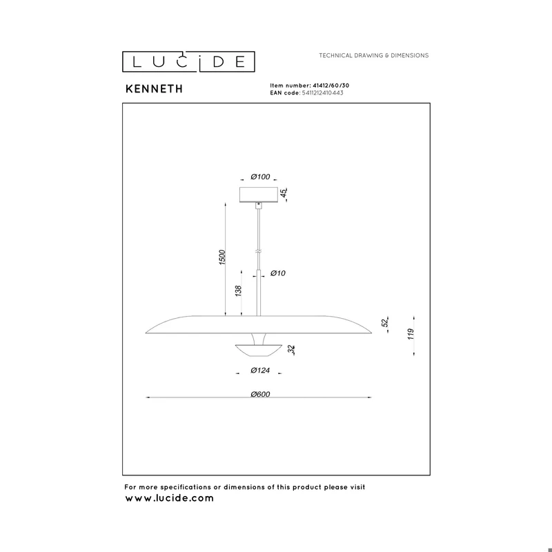Lucide Kenneth Pendant Lamp