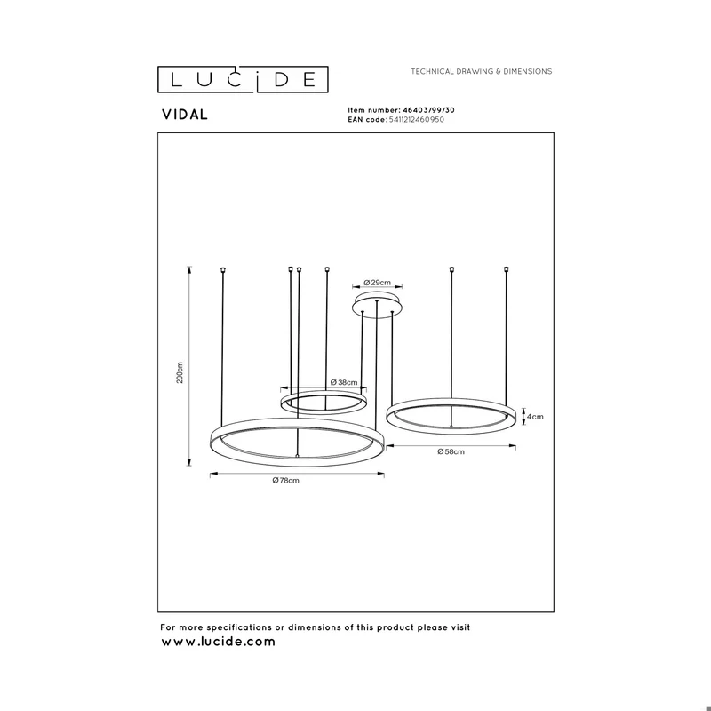 Lucide Vidal Pendant Lamp