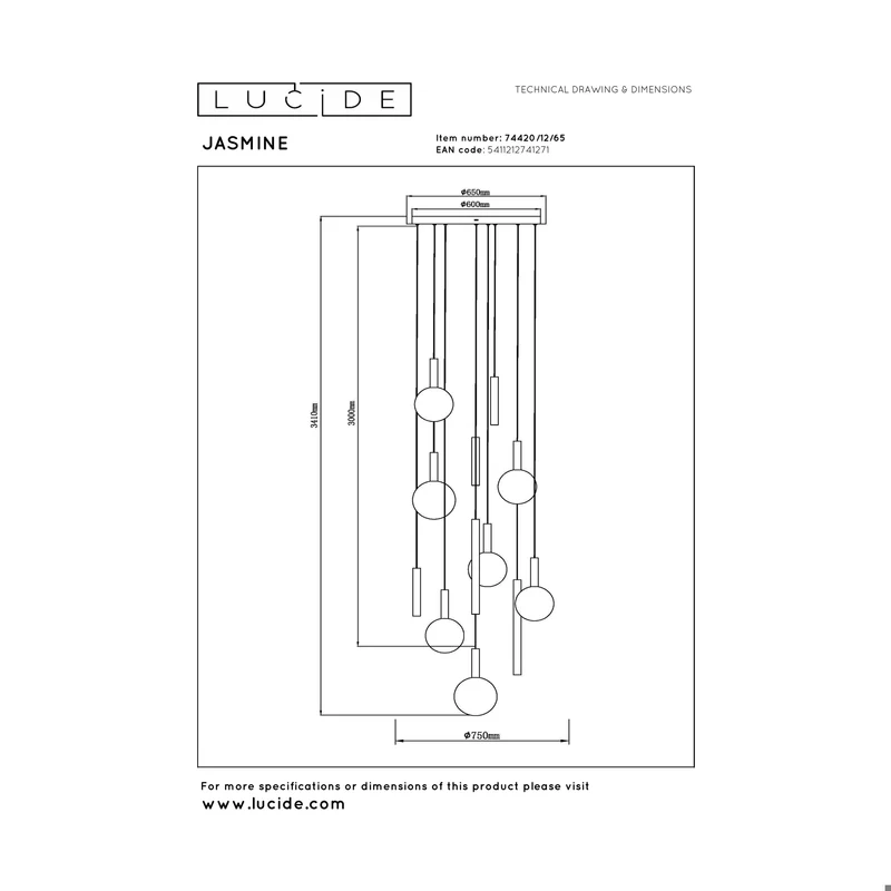 Lucide Jasmine Pendant Lamp