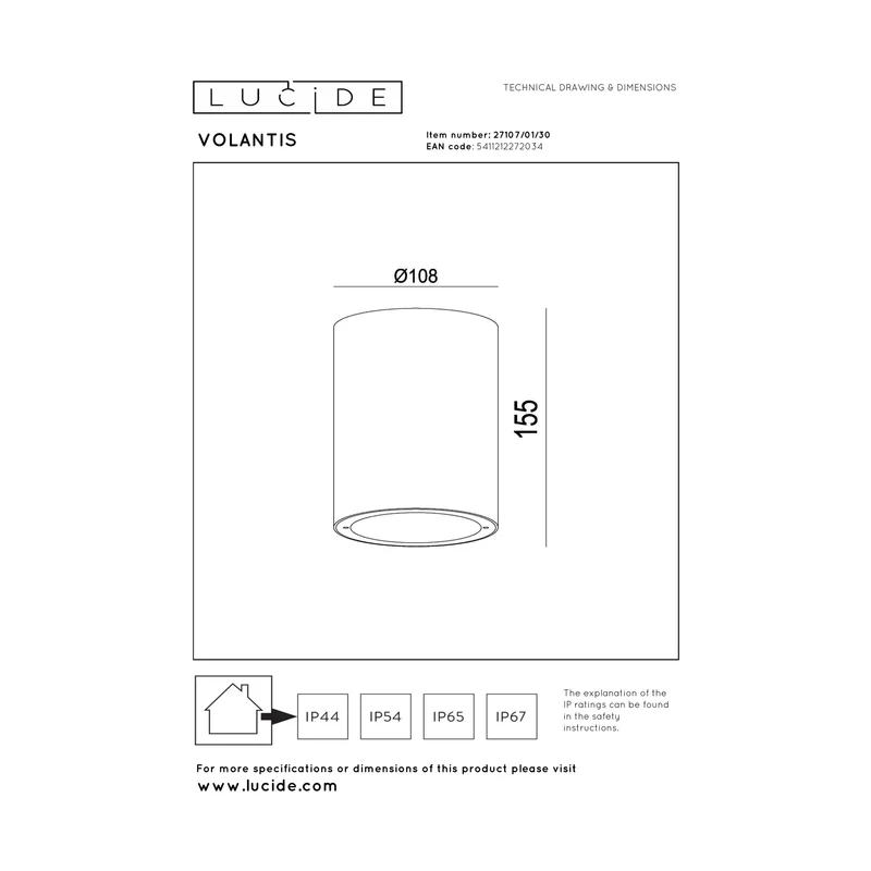 Lucide Volantis Outdoor Ceiling Spot