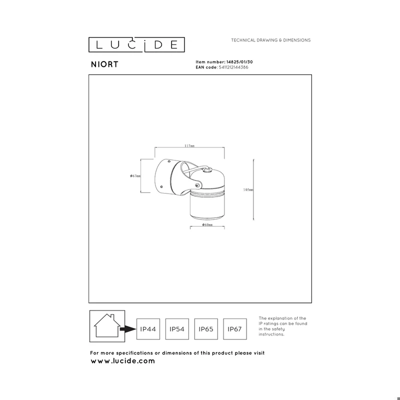Lucide Niort Outdoor Ceiling Spot