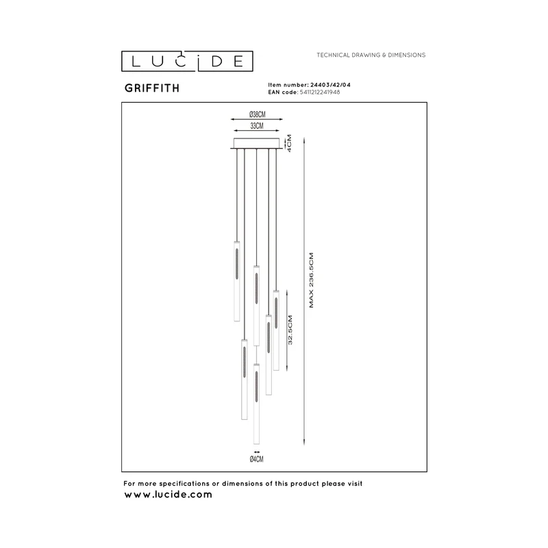 Lucide Griffith Pendant Lamp