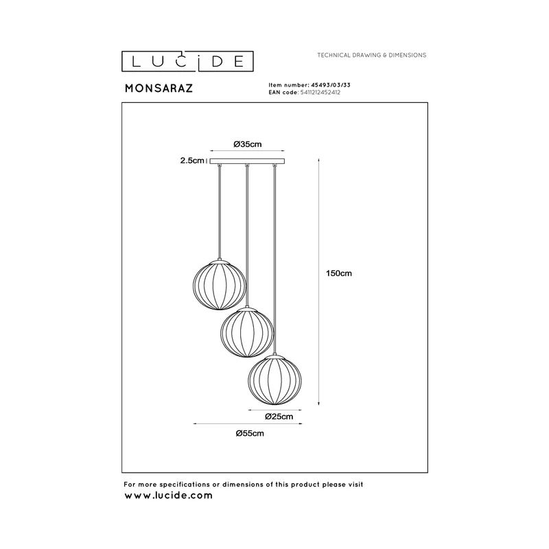 Lucide Monsaraz Pendant Lamp