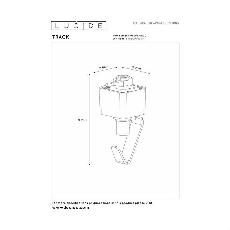 Lucide Track Hanglampadapter 1-Phase Track System