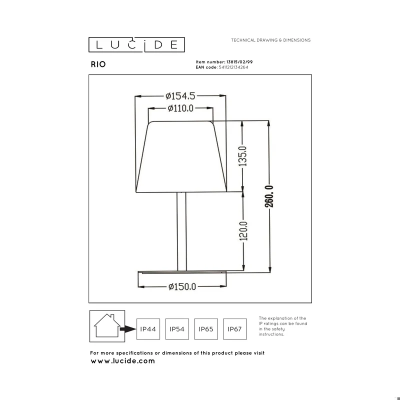 Lucide Rio Rechargeable Outdoor Table Lamp