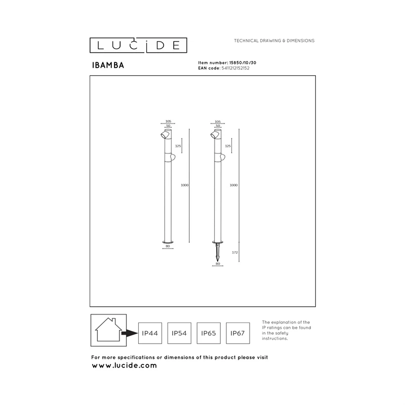 Lucide Ibamba Bollard Lamp