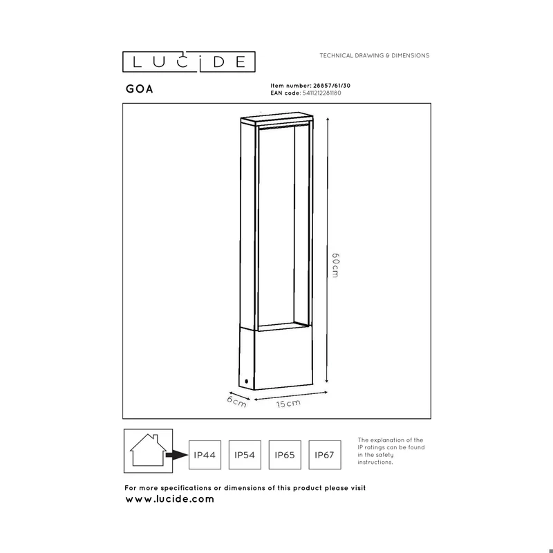 Lucide Goa Bollard Lamp