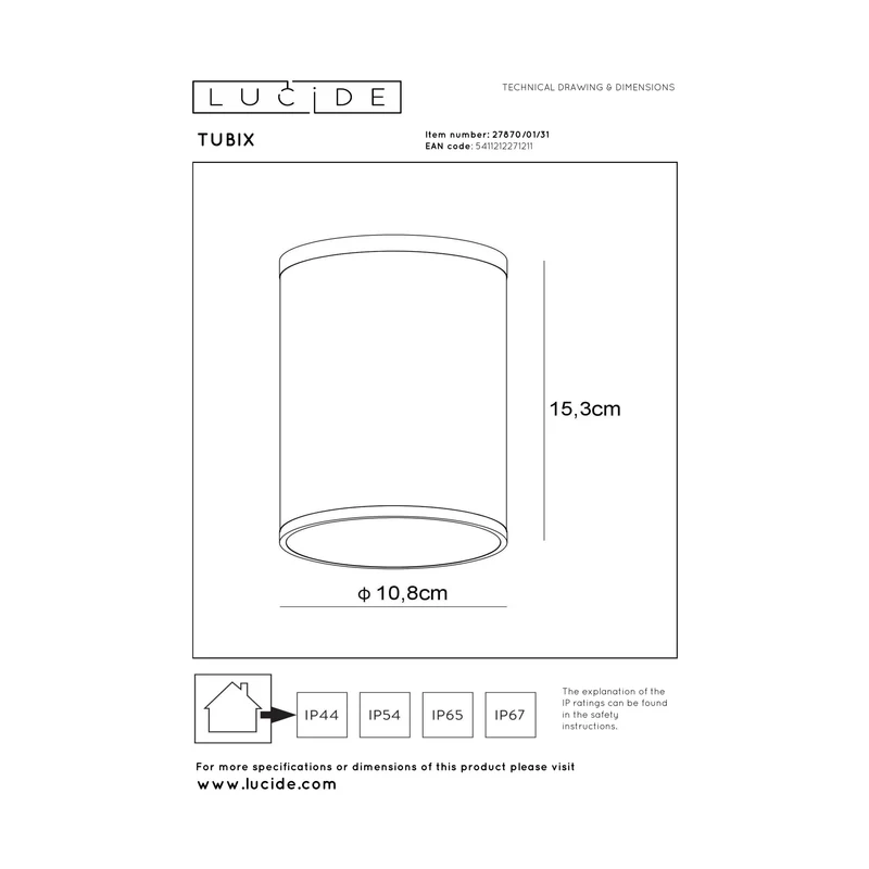 Lucide Tubix Outdoor Ceiling Spot