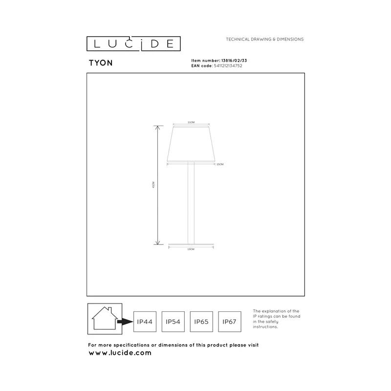 Lucide Tyon Rechargeable Outdoor Table Lamp