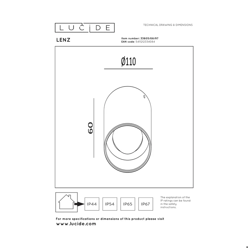Lucide Lenz Outdoor Ceiling Spot