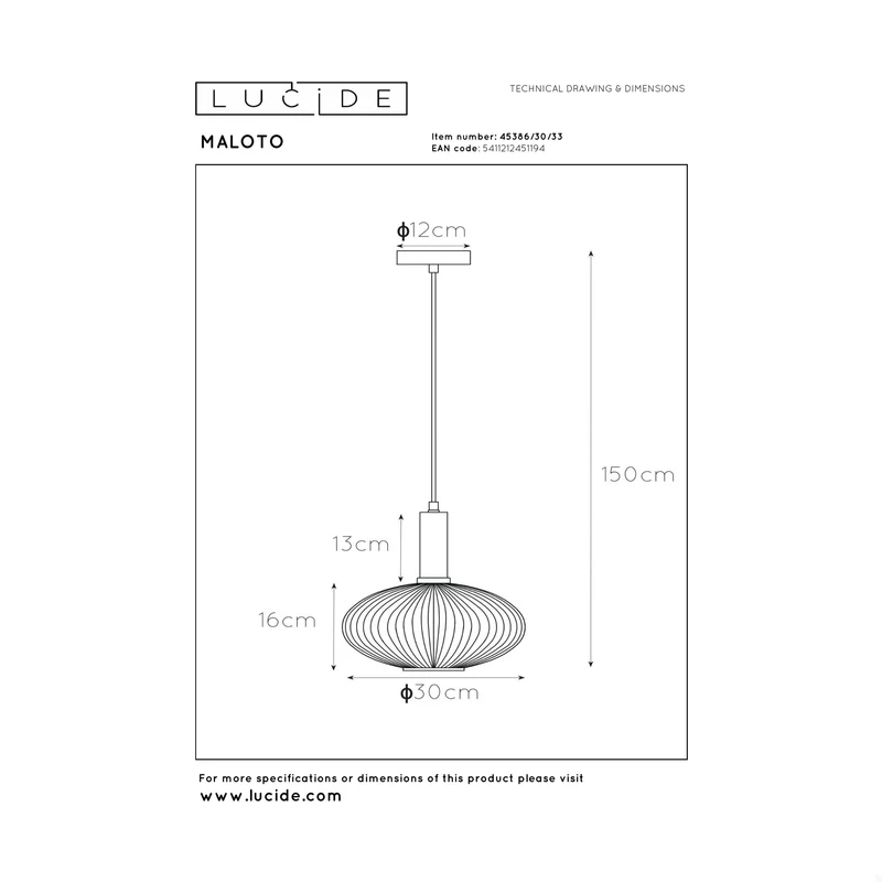 Lucide Maloto Pendant Lamp