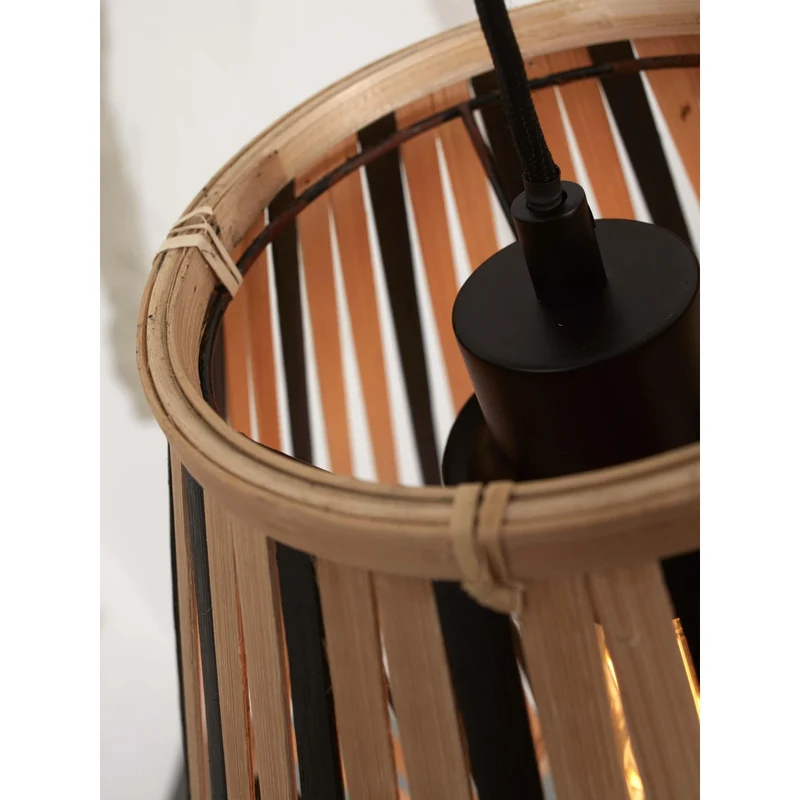 Suspension Bambou Noir Et Naturel