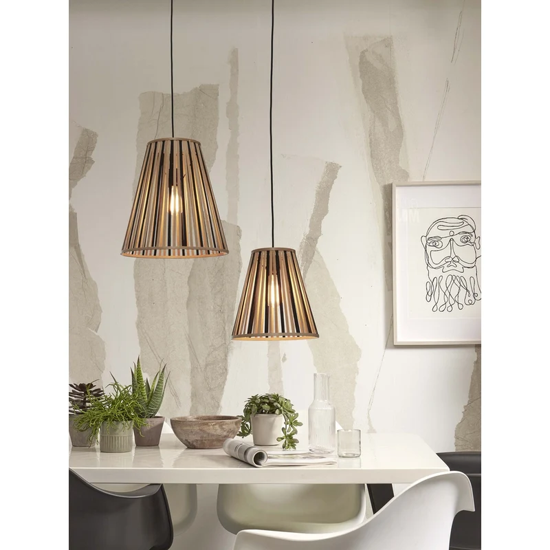 Suspension Bambou Noir Et Naturel