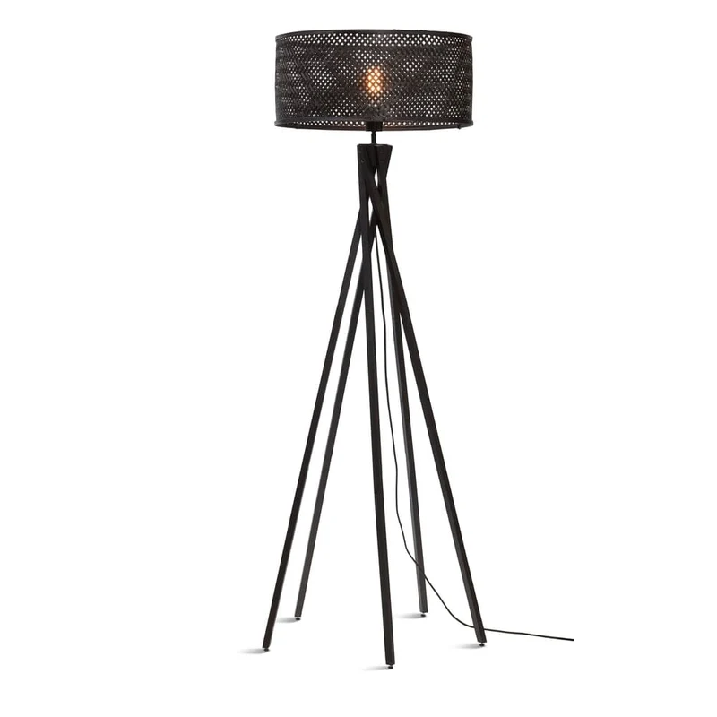 Grand Lampadaire industriel noir sur pied