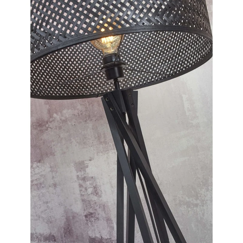 Grand Lampadaire industriel noir sur pied