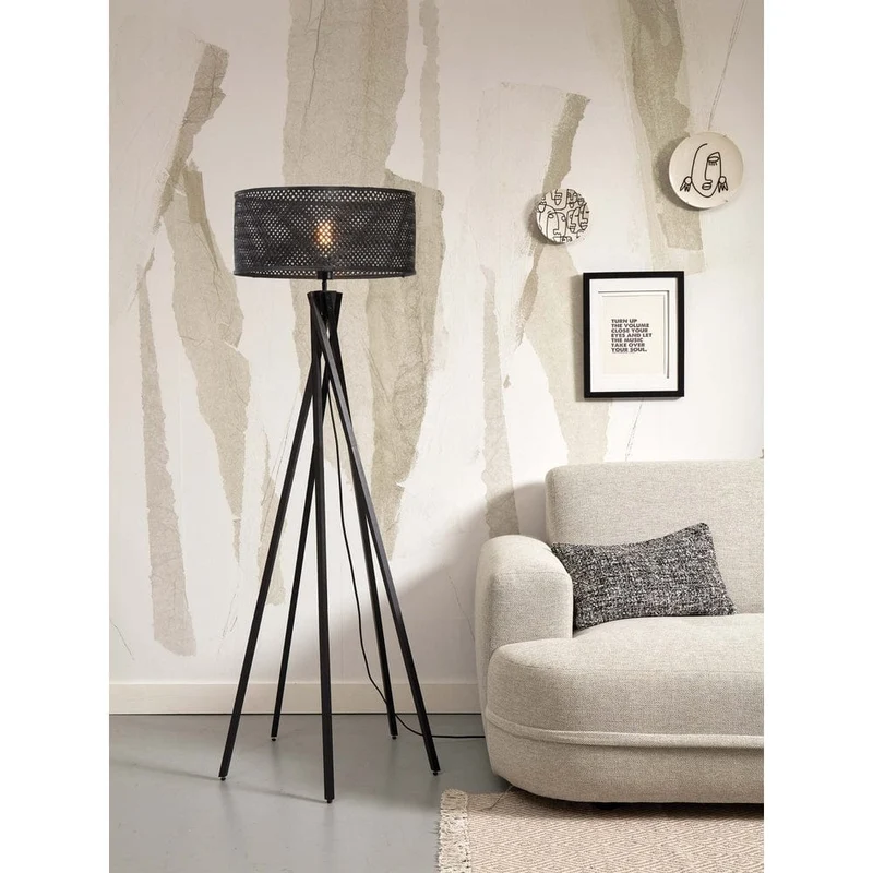 Grand Lampadaire industriel noir sur pied