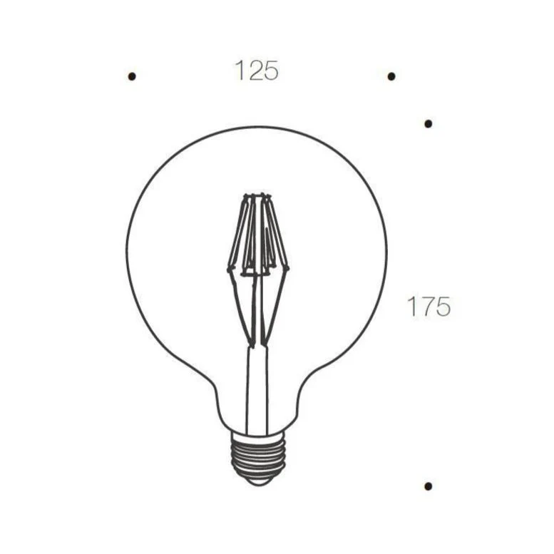 Vintage LedLight LED Filament Bulb E27 G125 Clear - 520lm 2200K - Dimmable
