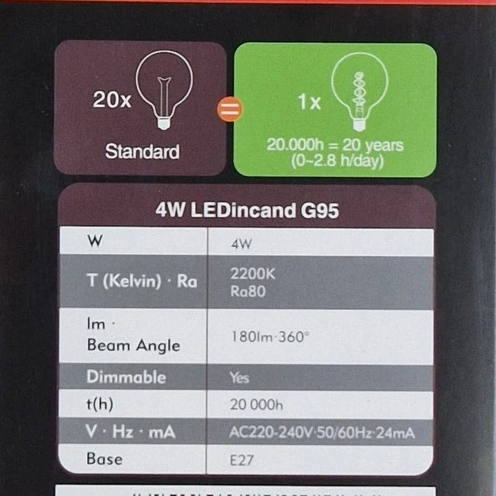 CV Lighting - 4W LEDincand G95