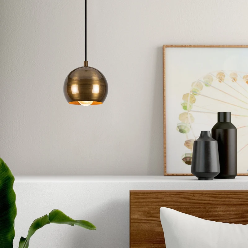 Lampe à suspension ronde couleur argent