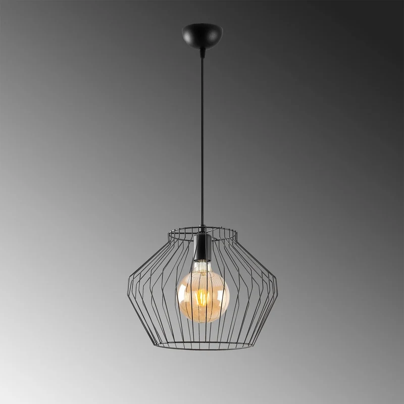 Lampe à suspension en métal noir