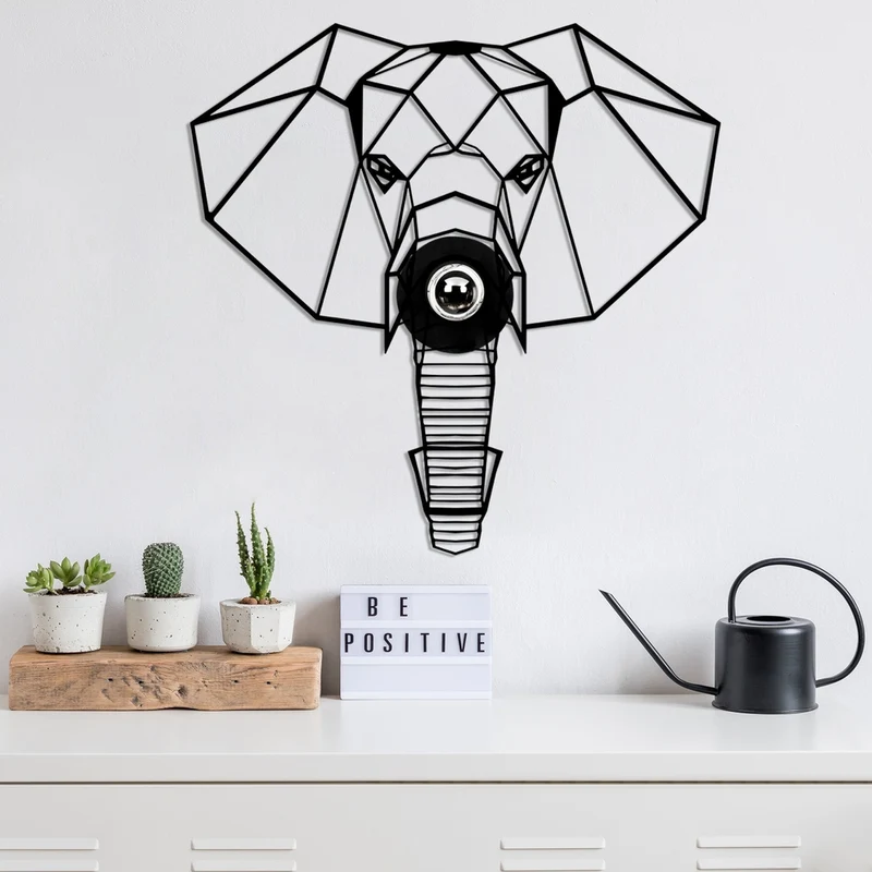 Applique Forme d’éléphant Métal Noir