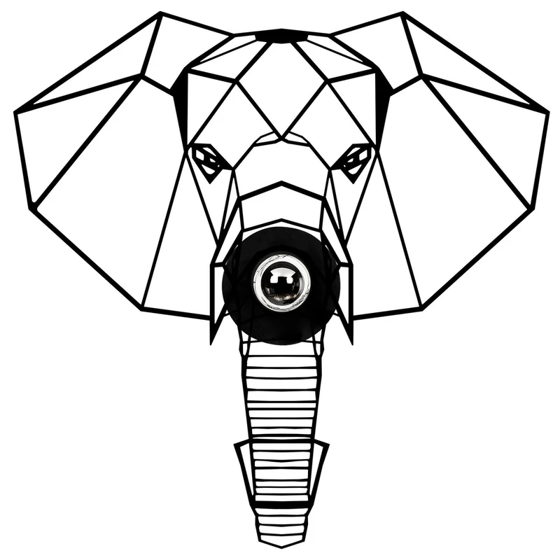 Applique Forme d’éléphant Métal Noir